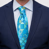 Cravatta Mosaico di Taormina Azzurro Seta Duchesse