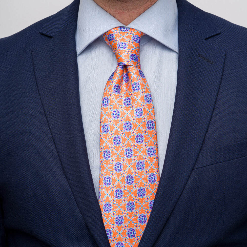 The Timeo Orange and Purple Duchesse Silk Tie – Silvio Fiorello