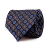 Blue Ornamental Sicilian Motif Duchesse Silk Tie