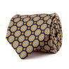 Blue and Yellow Geometric Medallion Duchesse Silk Tie