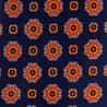 Blue and Orange Floral Medallion Duchesse Silk Tie