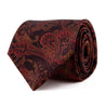 Brown and Red Paisley Motif Duchesse Silk Tie