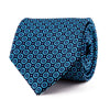 Blue and Aqua Blue Geometric Motif Duchesse Silk Tie