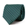 Blue and Green Geometric Motif Duchesse Silk Tie