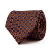 Blue and Orange Geometric Motif Duchesse Silk Tie