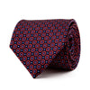 Blue and Red Geometric Motif Duchesse Silk Tie