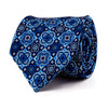 Cravatta Blu Motivo Medaglione Seta Duchesse