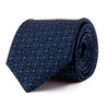 Blue and Teal Geometric Motif Duchesse Silk Tie