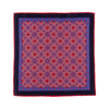 Blue and Red Mandala of Flowers Duchesse Silk Pocket Square