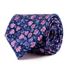 Blue Pink and Purple Winter Garden William Morris Duchesse Silk Tie