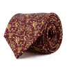 Burgundy Birds and Flowers William Morris Duchesse Silk Tie