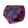 Burgundy Red and Blue Sicilian Paisley Silk Tie