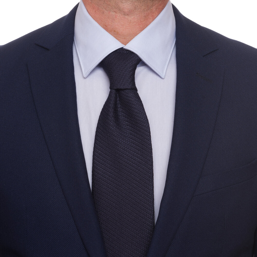 Navy Blue Grenadine Silk Tie – Silvio Fiorello