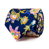 The Decorative Flowers Blue and Ochre Duchesse Silk Tie