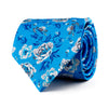 Cravatta Giardino Siciliano Azzurro Seta Duchesse
