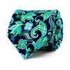 The Ornamental Flowers Blue and Green Duchesse Silk Tie