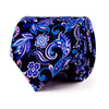 Cravatta Fiori Ornamentali Blu Seta Duchesse