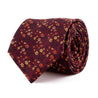 Brown Small Floral Motif Woven Silk Tie