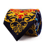 Blue and Red Floral Motif Satin Silk Tie