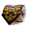 White and Royal Blue Floral Motif Satin Silk Tie