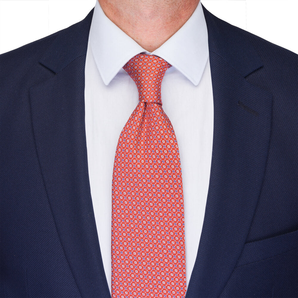 Orange Classic Motif Woven Silk Tie – Silvio Fiorello