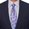 Light Blue Purple and Grey Abstract Flowers Silk Tie