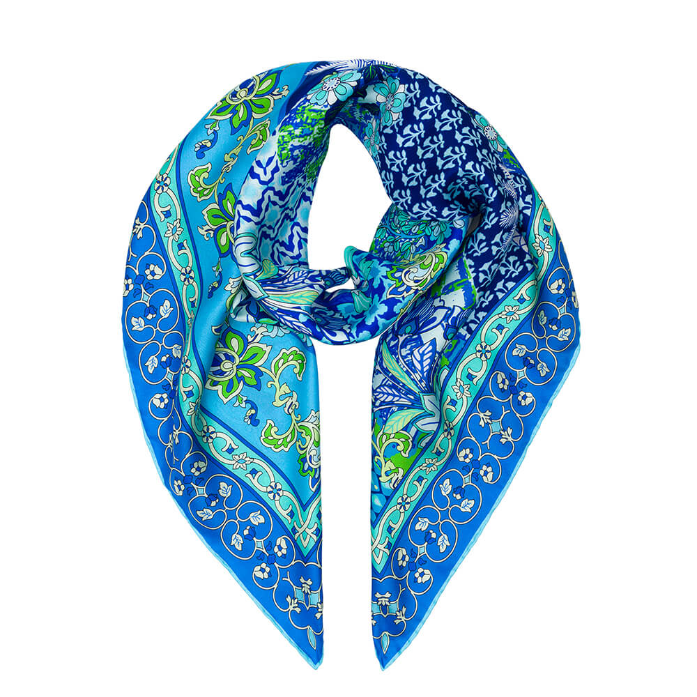 Porta Catania Porta Messina Light Blue Silk Twill Scarf and Ring ...