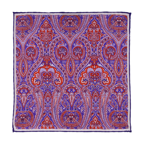 Purple and Orange Twill Silk Pocket Square