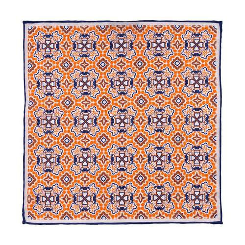 Orange Ornamental Fantasy Twill Silk Pocket Square