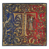 Medieval Monogram Letter T Red and Blue Silk Pocket Square