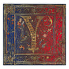 Medieval Monogram Letter Y Red and Blue Silk Pocket Square