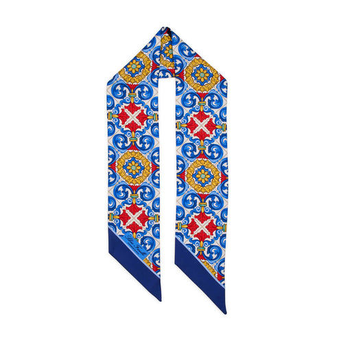 Twilly Santo Stefano Bianco Blu Giallo Seta