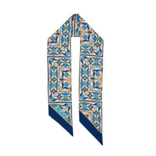 Twilly Arte di Caltagirone Bianco Giallo Blu Seta