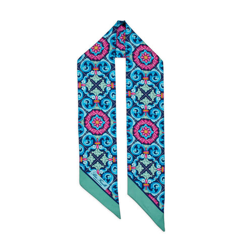 Twilly Santo Stefano Blu e Fucsia Seta