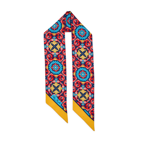 Twilly Santo Stefano Blu Rosso e Giallo Seta