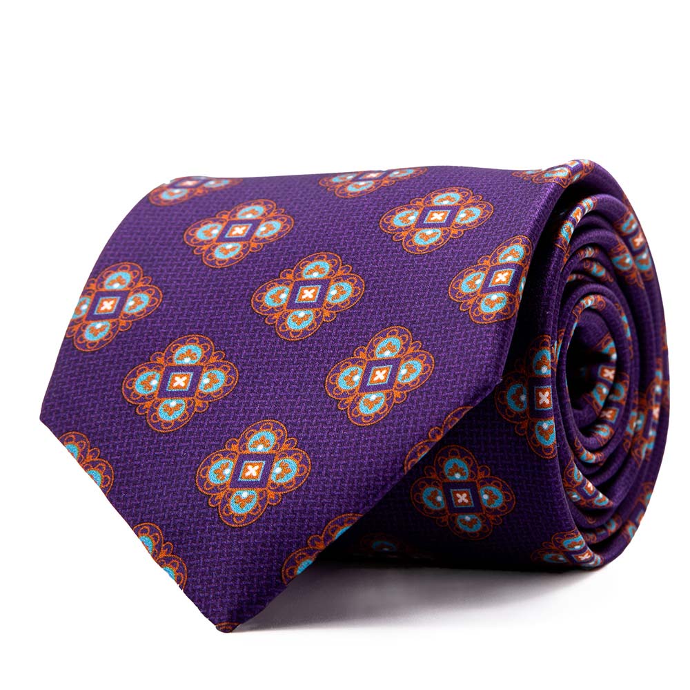 Orange Micro Motif Satin Silk Tie – Silvio Fiorello