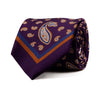 Purple Brown and Blue Paisley Motif Silk Tie