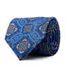 Royal Blue Macro Medallion Motif Satin Silk Tie