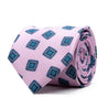 Pink Square Medallion Motif Twill Silk Tie