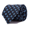 Black Base with Grey and Blue Medallion Twill Silk Tie