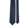 Black Base with Grey and Blue Medallion Twill Silk Tie