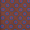 Brown Blue and Red Classic Medallion Motif Twill Silk Tie
