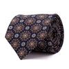 Blue with Brown and Grey Floral Medallion Twill Silk Tie